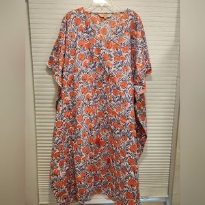 Floral Tavvi Orange and Blue Women's Mumu/Cover Up